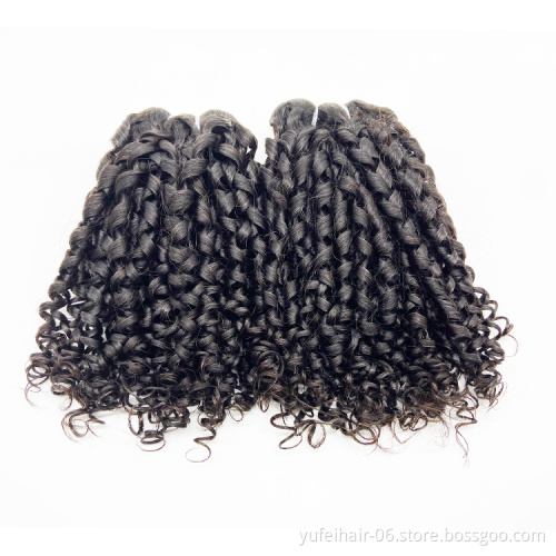 Hot Sale Double Drawn Raw Virgin Fumi Pixie Curls Hair,10A Grade Indian Remy Human Hair In Nigeria